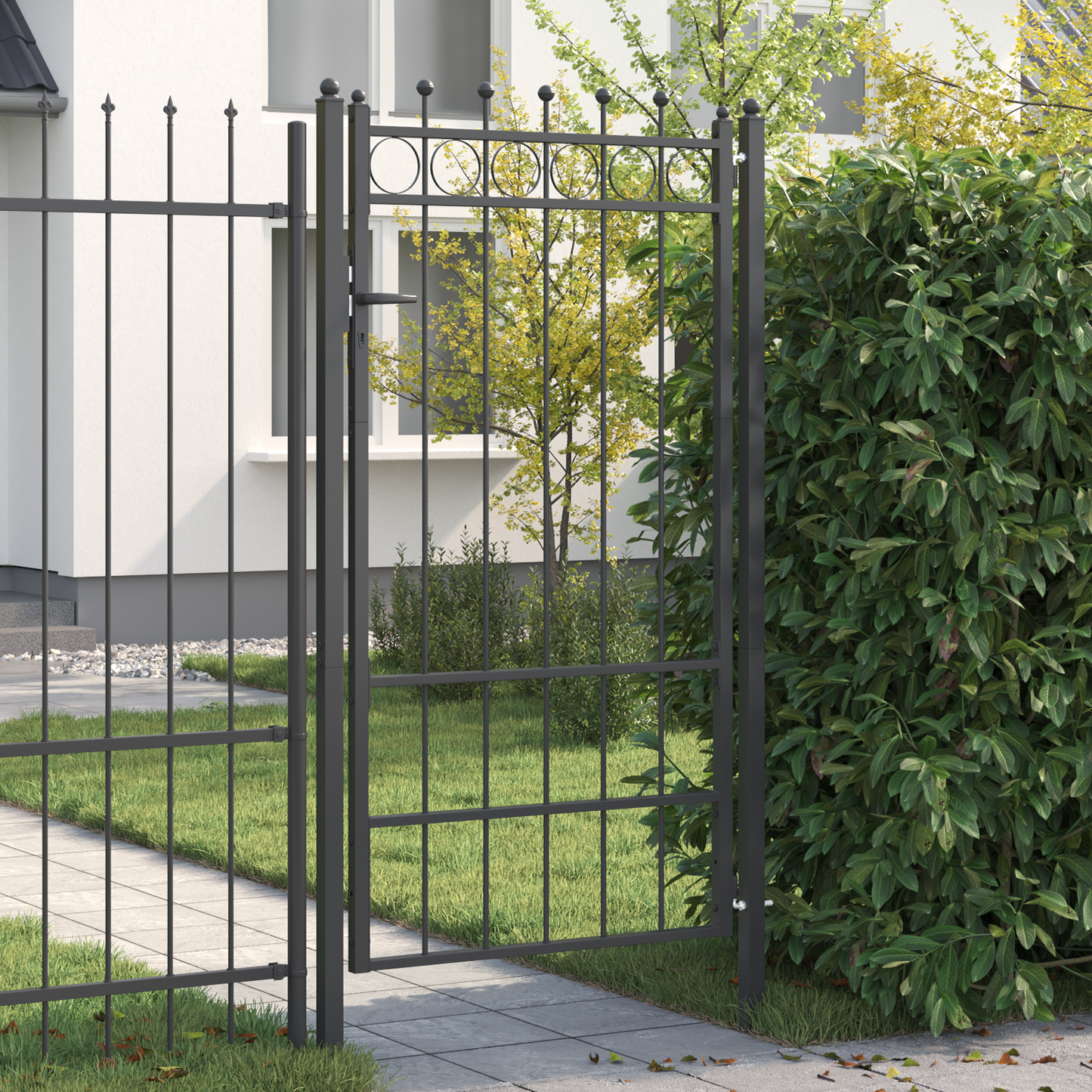 Fence Gate HORST 100 x 175 cm Metal Black Lockable