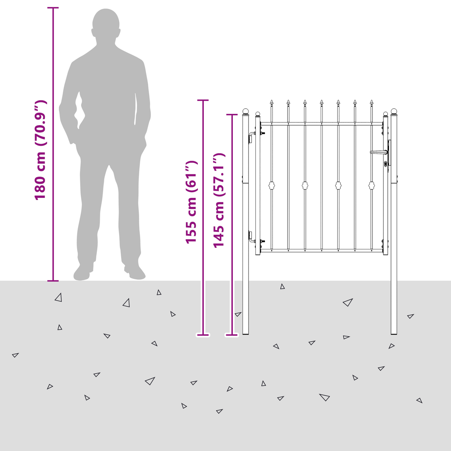 Fence Gate HORST 100 x 100 cm Metal Black Lockable