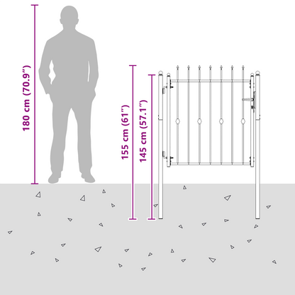 Fence Gate HORST 100 x 100 cm Metal Black Lockable