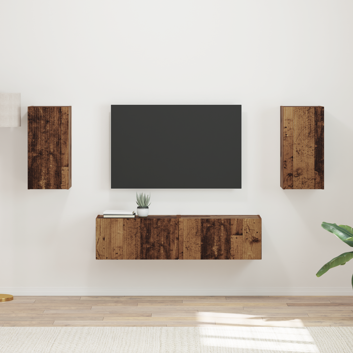 TV Cabinet Set 4 pcs Old Wood Engineered Wood