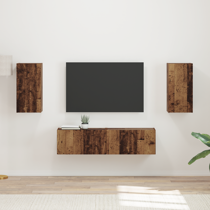 TV Cabinet Set 4 pcs Old Wood Engineered Wood
