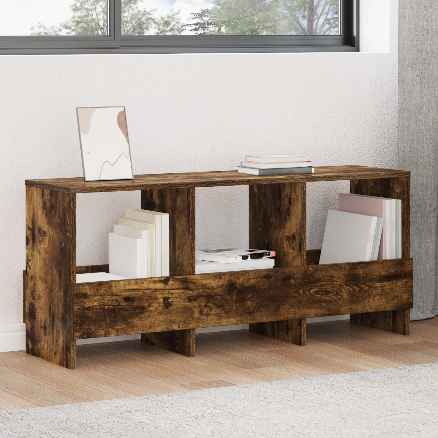 Magazine Rack Smoked Oak 102 x 30 x 45 cm