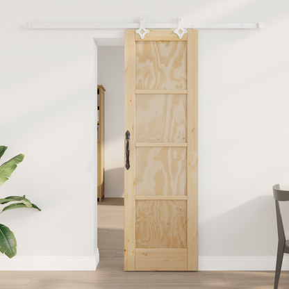 Sliding Door Natural and White 61 x 198.5 cm Solid Pine Wood