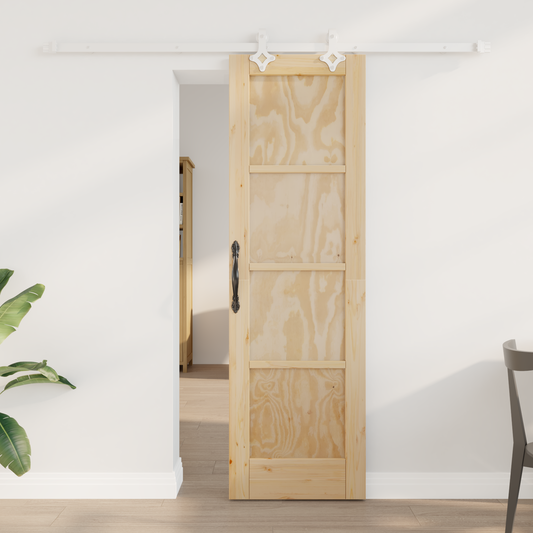 Sliding Door Natural and White 61 x 198.5 cm Solid Pine Wood