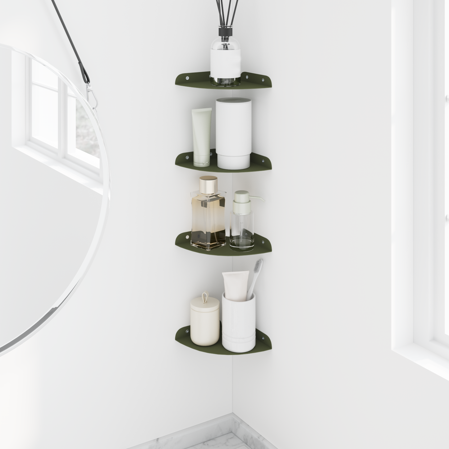 Floating Shelf with Shelf 4 pcs Olive Green 15 x 15 x 2 cm