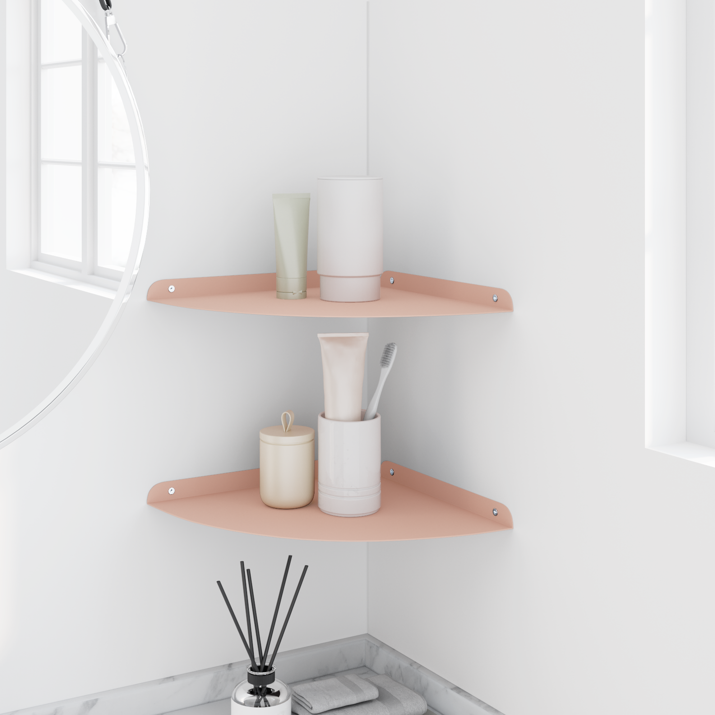 Floating Shelf with Shelf 2 pcs Pink 30 x 30 x 2 cm