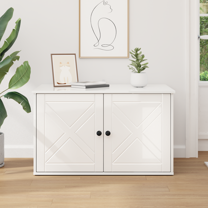 Cat House Gloss White 85 x 55 x 50 cm Engineered Wood