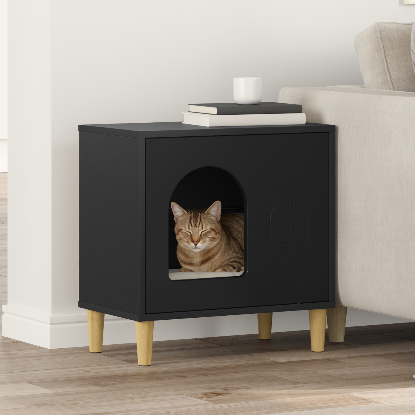 Cat House Black 51 x 30 x 52 cm Engineered Wood