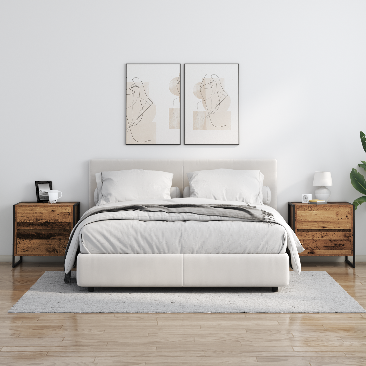 Bedside Table Old Wood 50 x 39.5 x 50 cm Engineered Wood