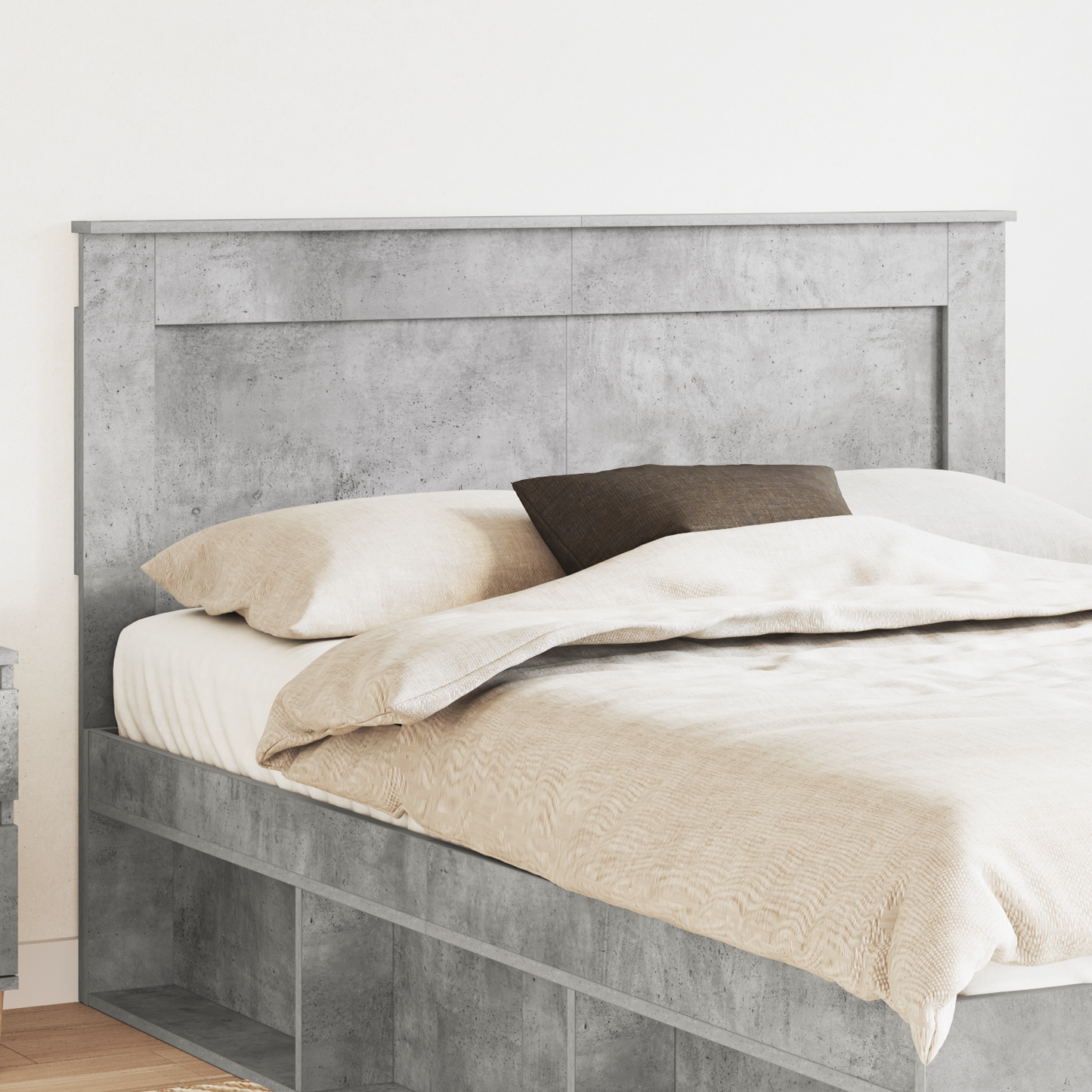 Headboard with Headboard Concrete Grey 160 cm Engineered Wood