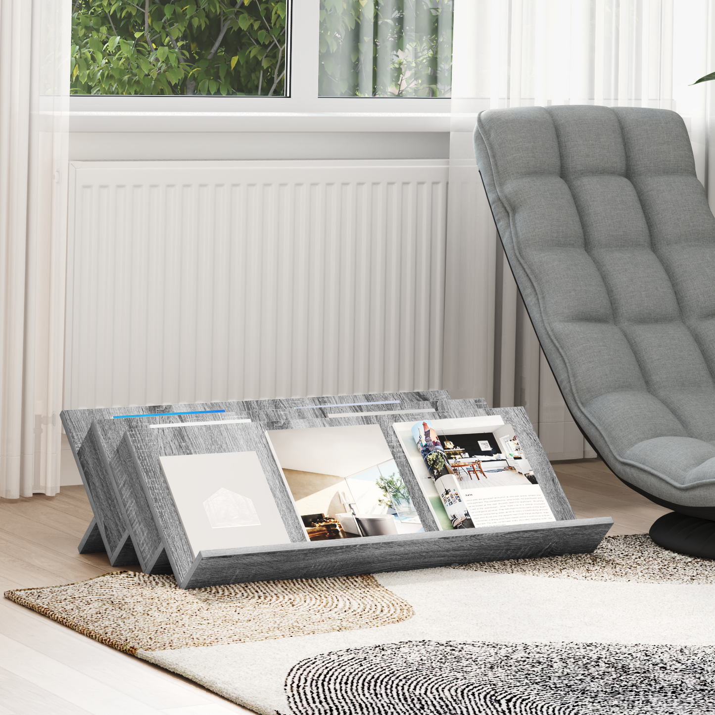 Magazine Rack Grey Sonoma 90 x 53 x 28.5 cm Engineered Wood