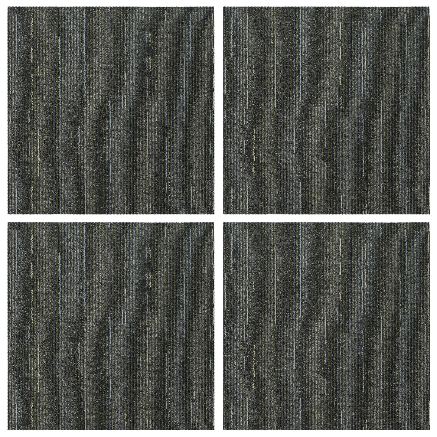 Carpet Tile Striped Light Green 50 x 50 cm 4 pcs PP and Bitumen