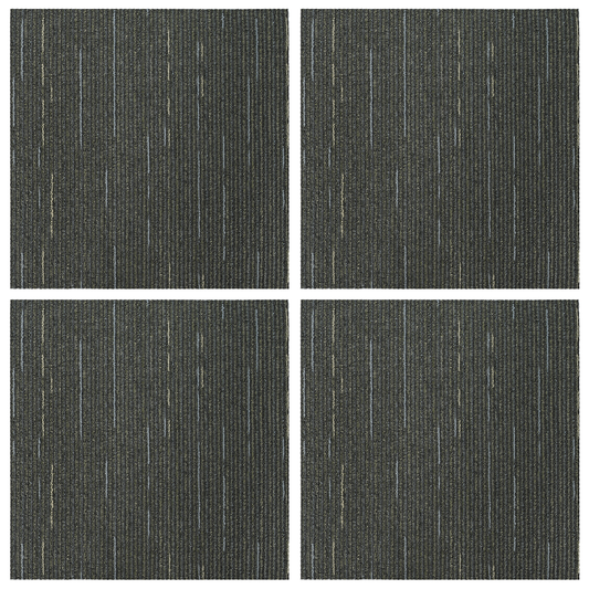 Carpet Tile Striped Light Green 50 x 50 cm 4 pcs PP and Bitumen