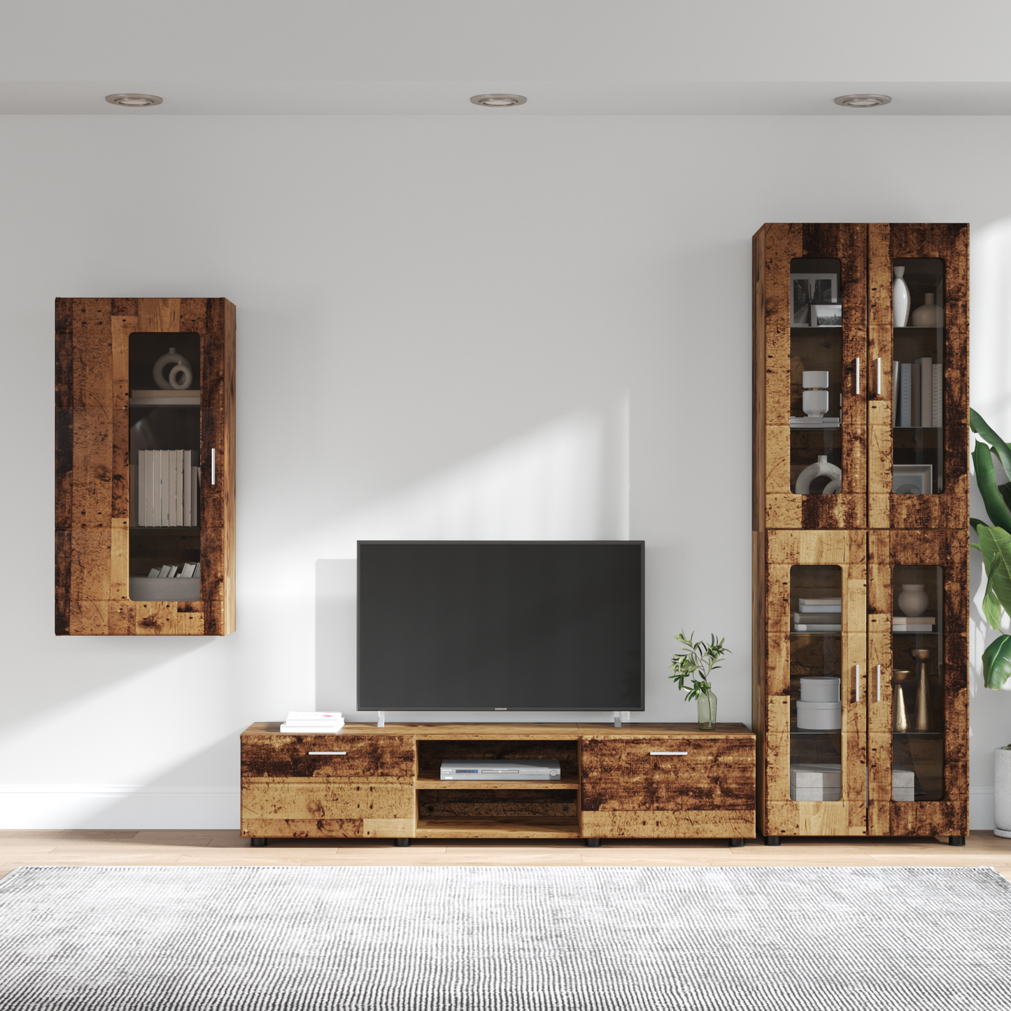 TV Cabinet Set with Shelf FLORIN 3 pcs Old Wood Engineered Wood
