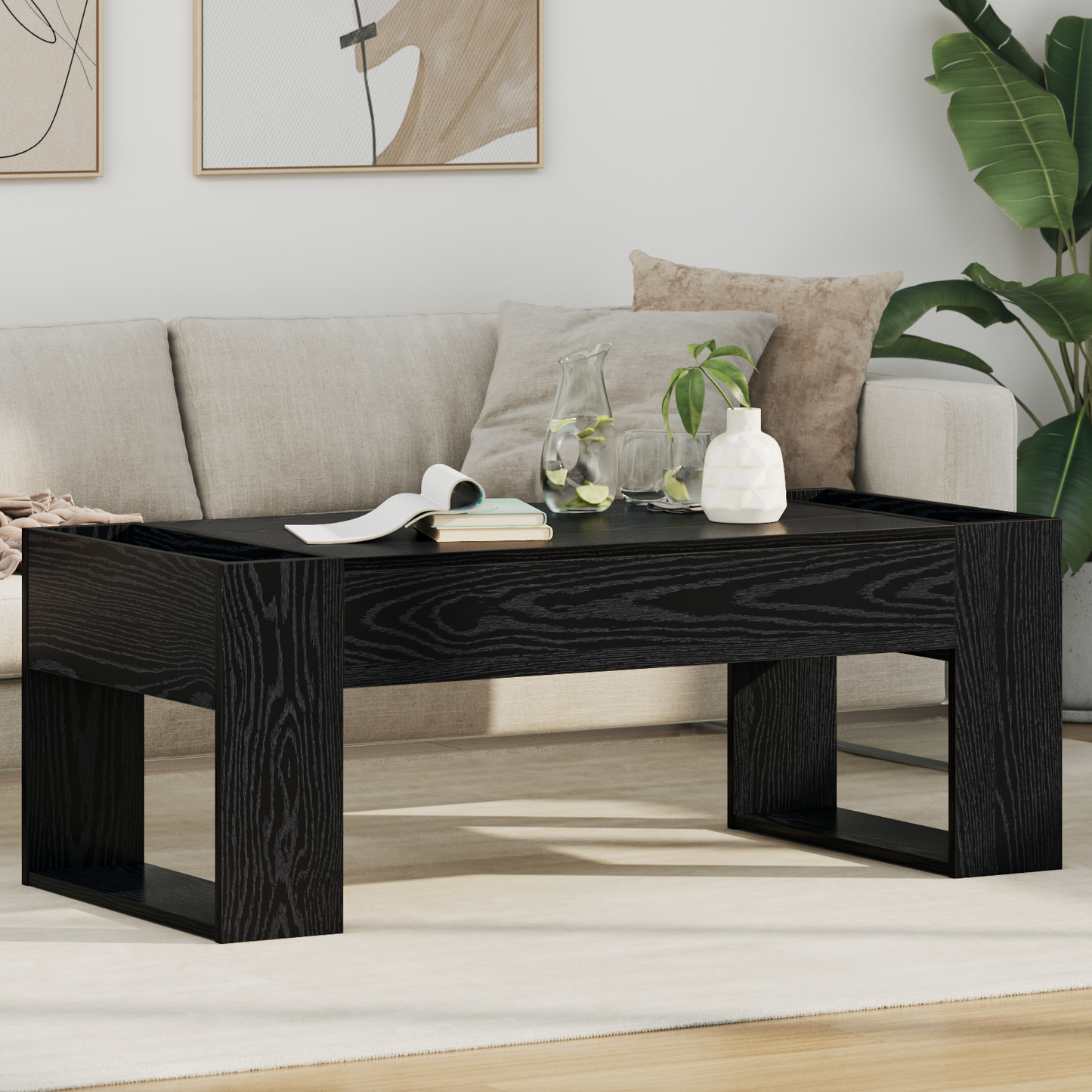 Coffee Table Black Oak 110 x 50 x 41 cm Engineered Wood
