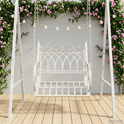 Swing Bench Steel 71 x 75 x 59 cm Antique White