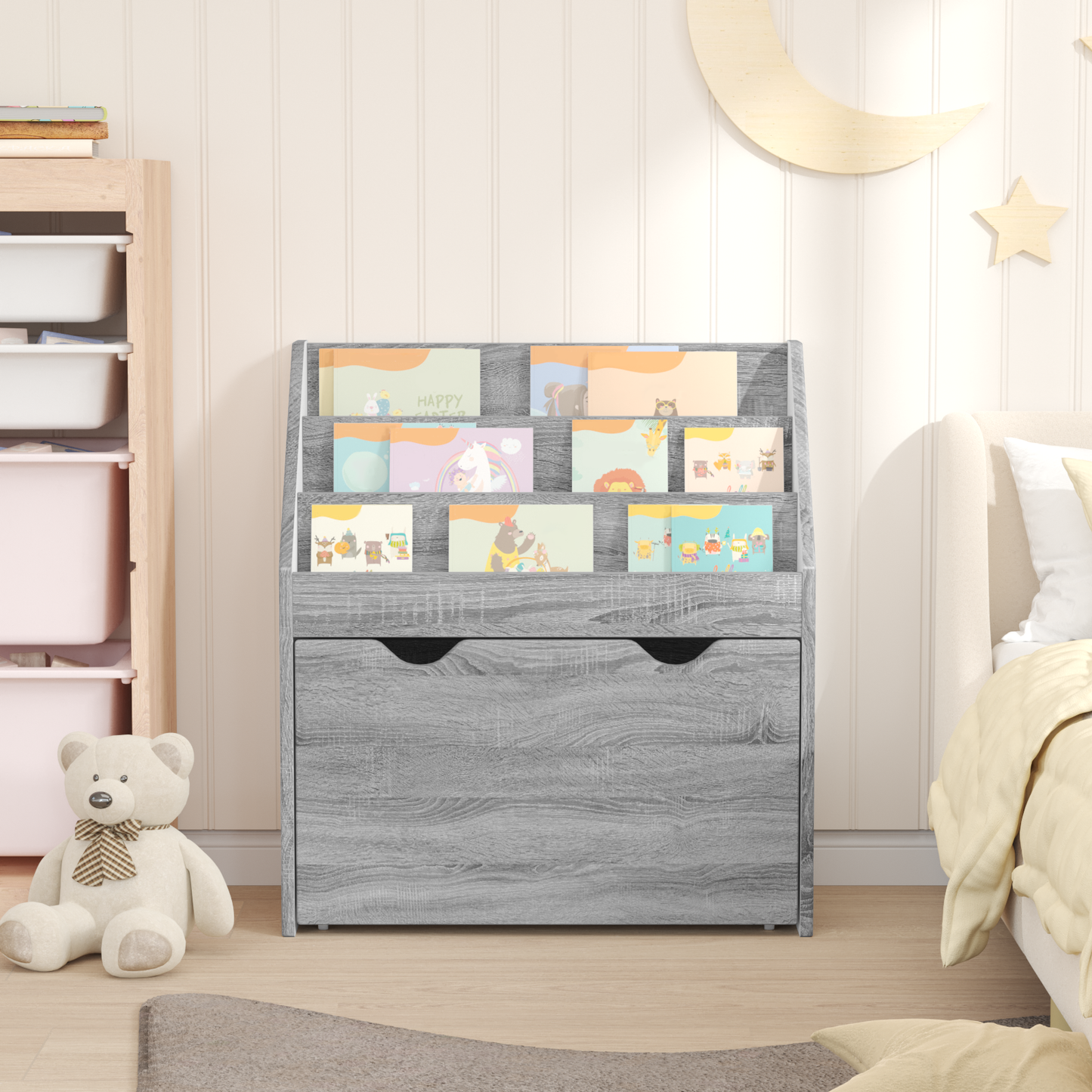 Kids Bookshelf Grey Sonoma 60 x 29.5 x 69 cm Engineered Wood