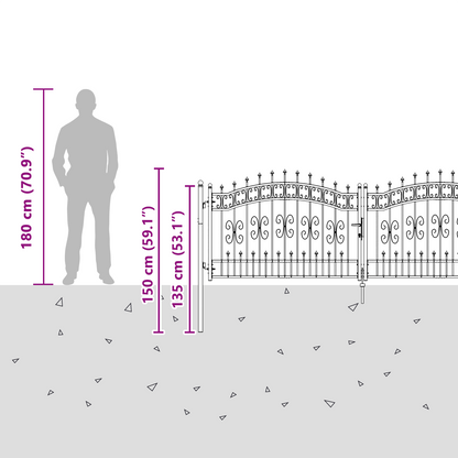 Fence Gate with Spear Top KAMPEN 305 x 100 cm Steel Grey