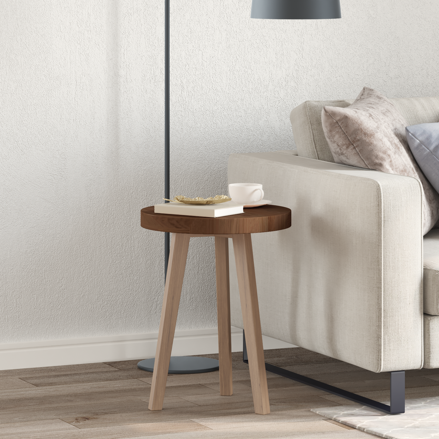 Table Top Dark Brown Ø 40 x 4 cm Solid Oak Wood