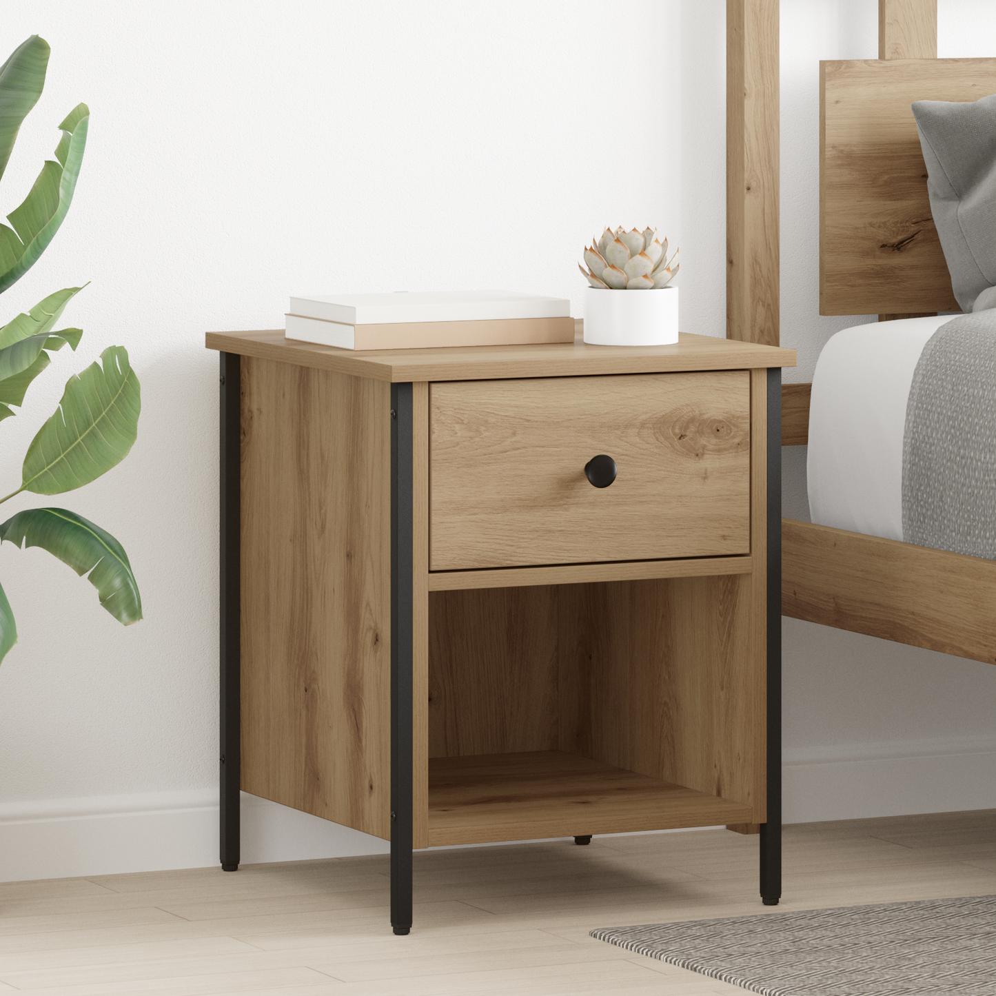 Bedside Cabinet with Drawer 2 pcs Artisan Oak 40 x 42 x 50 cm