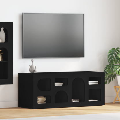 TV Cabinet ELST 100 x 35 x 40 cm Black Engineered Wood