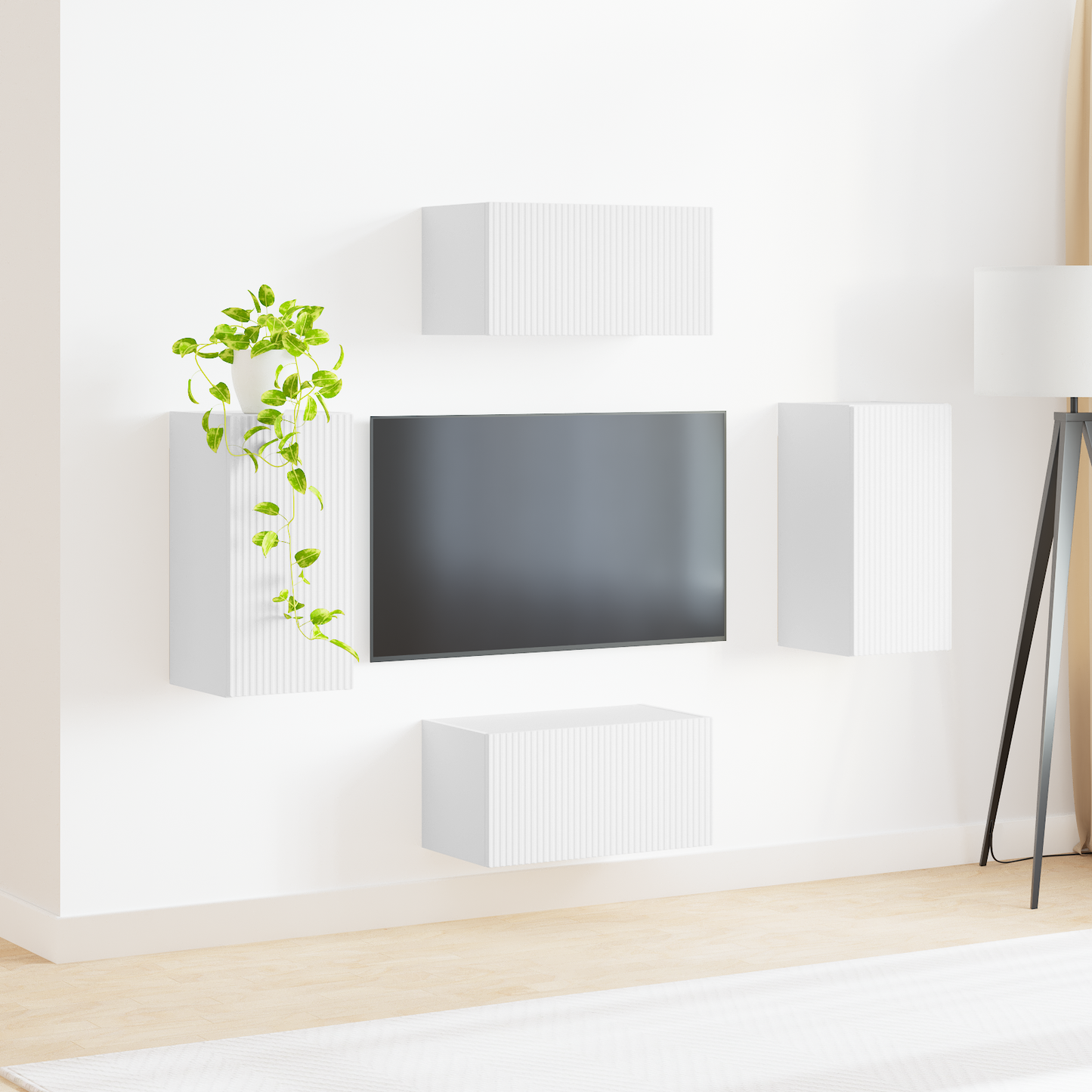 TV Cabinet Set 4 pcs White Engineered Wood