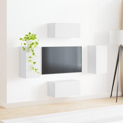 TV Cabinet Set 4 pcs White Engineered Wood