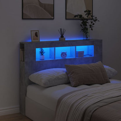 LED Headboard Concrete Grey 140x18.5x103.5 cm Engineered Wood
