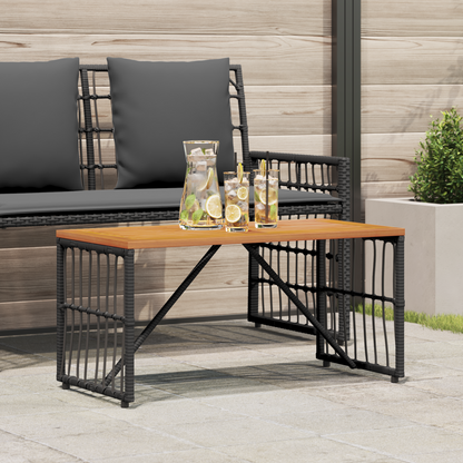 Outdoor Table Black 80 x 40 x 40 cm Steel and Poly Rattan