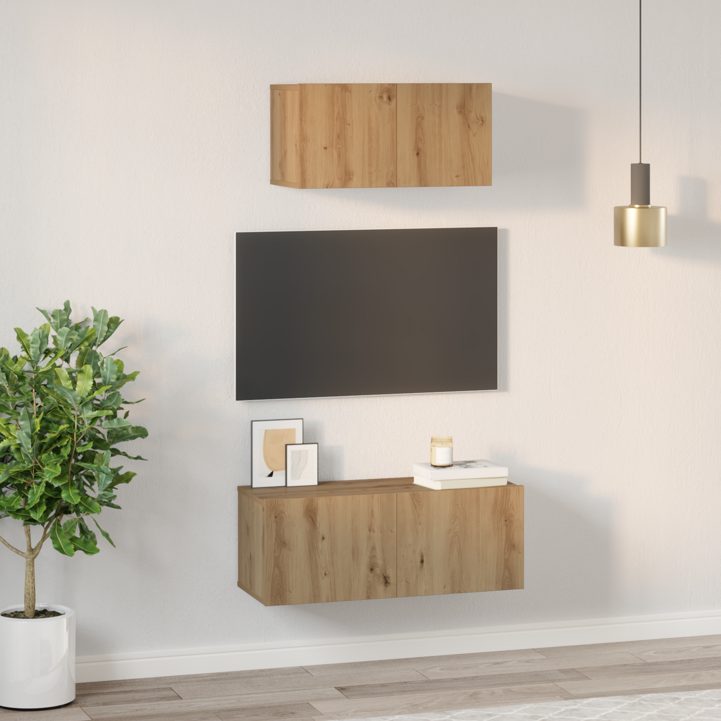 TV Cabinet Set Wall-mounted 2 pcs Artisan Oak Engineered Wood