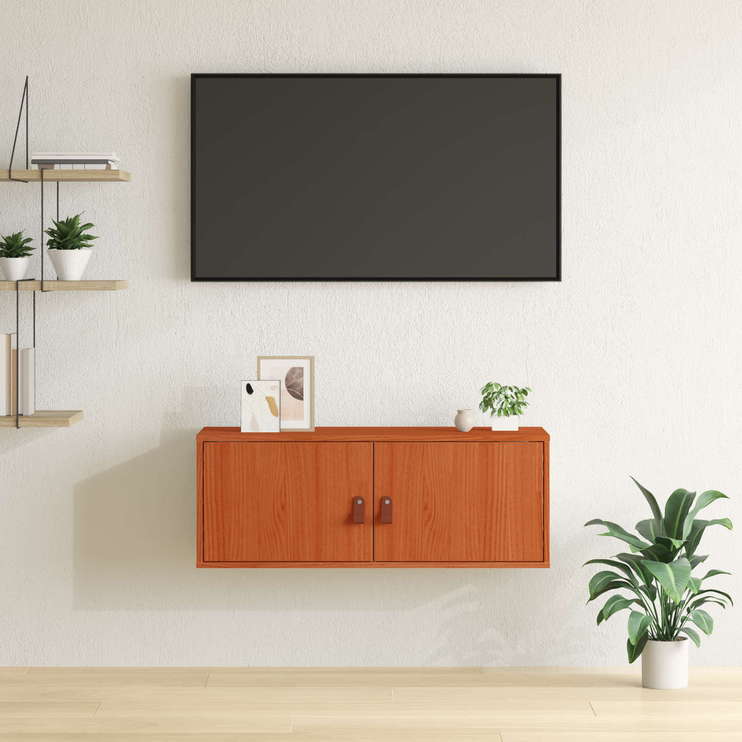 Wall Cabinet Wax Brown 80 x 30 x 30 cm Solid Pine Wood