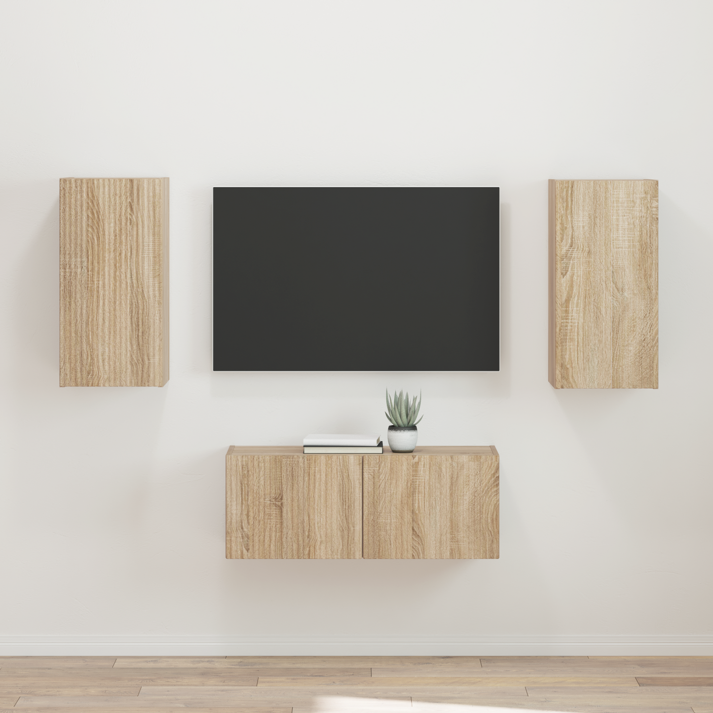 TV Cabinet Set Wall-mounted 2 pcs Sonoma Oak Engineered Wood