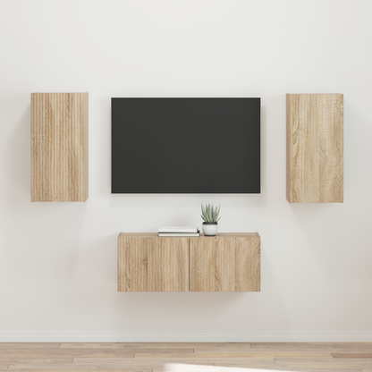 TV Cabinet Set Wall-mounted 2 pcs Sonoma Oak Engineered Wood