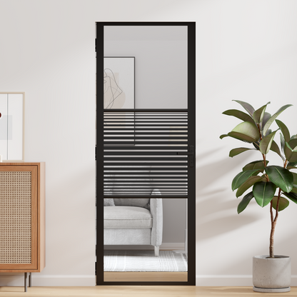 Glass Door Striped Black 76 x 3.5 x 201.5 cm Aluminium