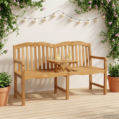 Handcarved Rose Bench 155 x 60 x 94 cm Solid Teak Wood Natural
