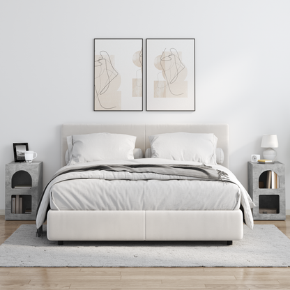 Bedside Table ELST 2 pcs Concrete Grey 29.5 x 33.5 x 50 cm