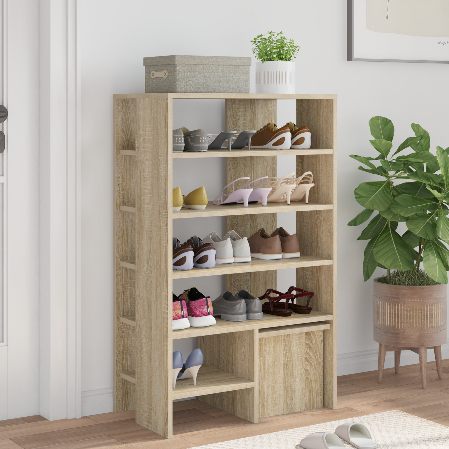 Shoe Cabinet with Shelf 2 pcs Sonoma Oak Engineered Wood