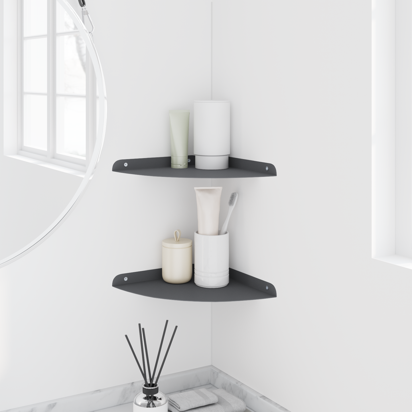 Floating Shelf with Shelf 2 pcs Anthracite 24 x 24 x 2 cm