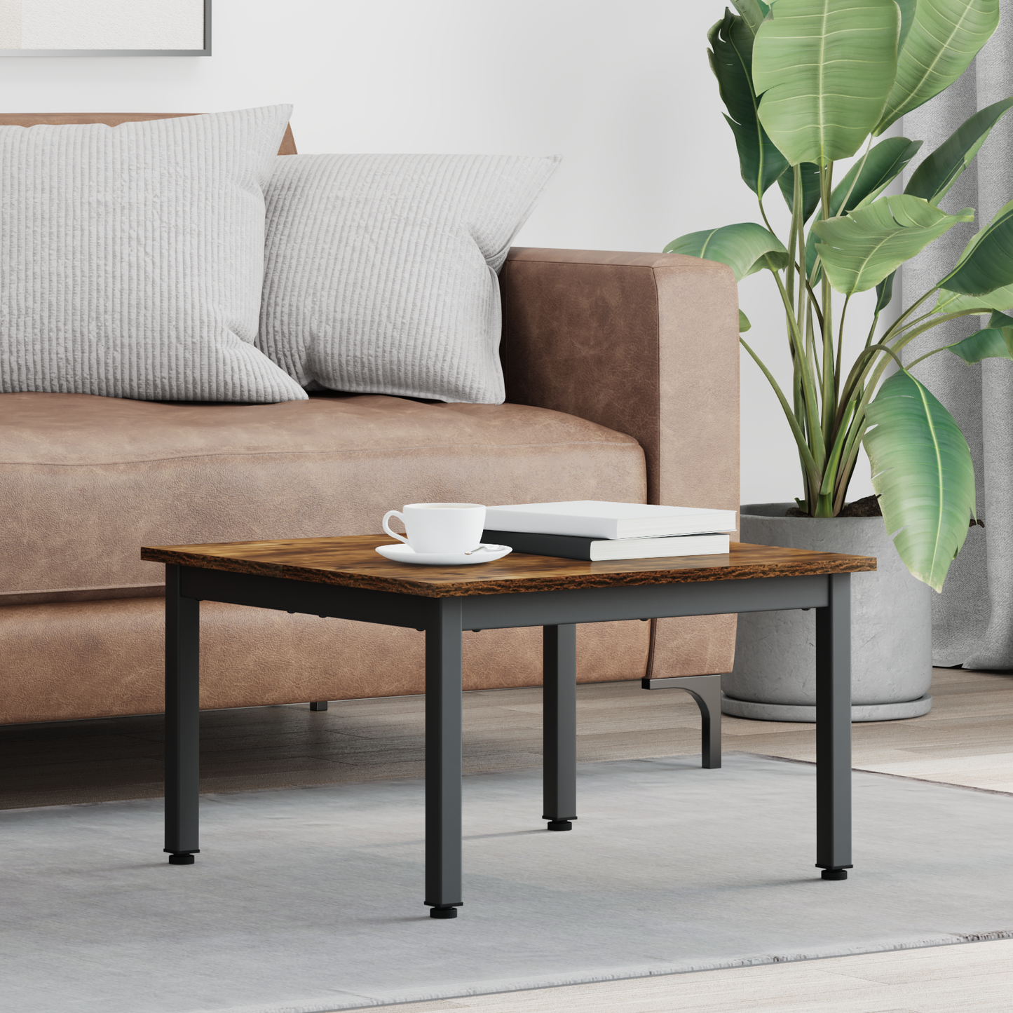 Coffee Table Smoke Oak 60 x 60 x 36 cm Engineered Wood