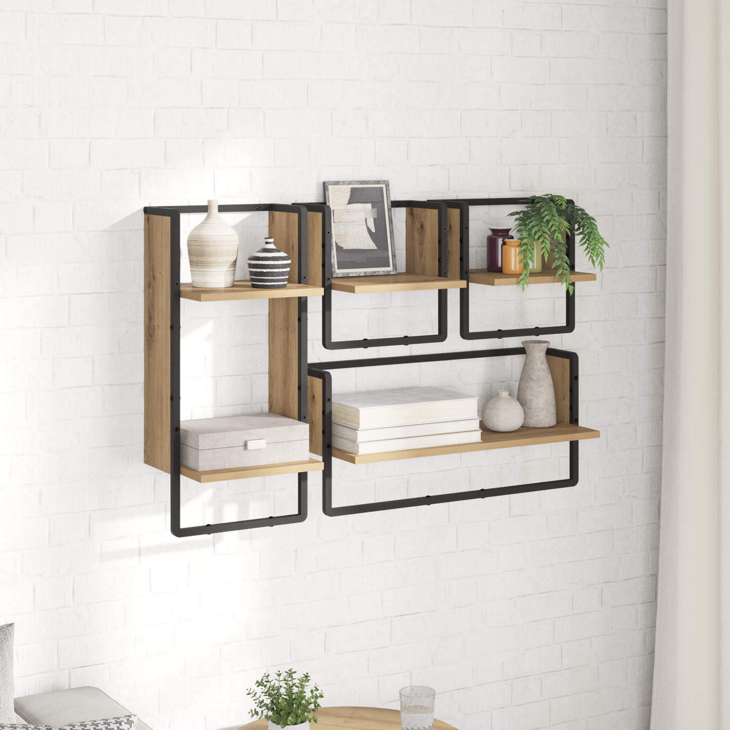 Wall Shelf Set with Shelf 4 pcs Artisan Oak 65 x 25 x 30 cm