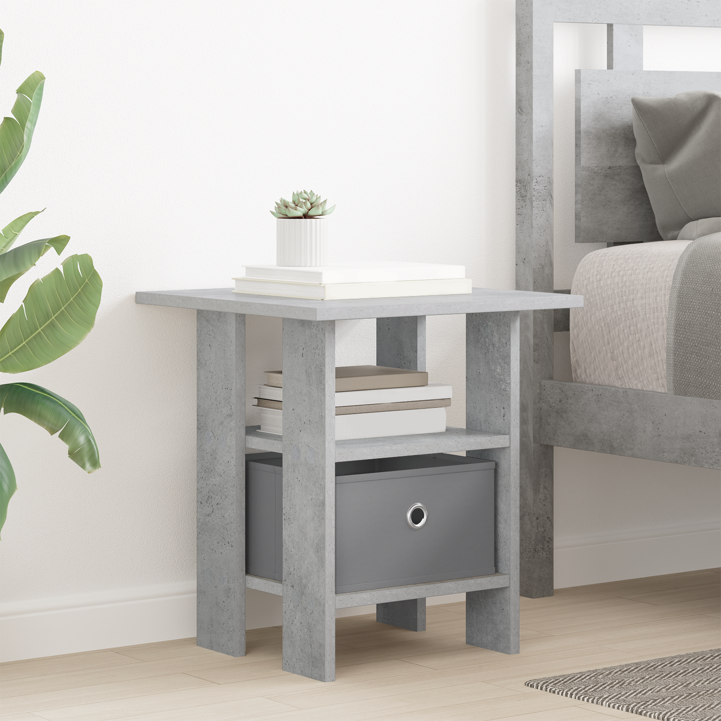 Bedside Table with Drawer 2 pcs Concrete Grey 41 x 40 x 45 cm