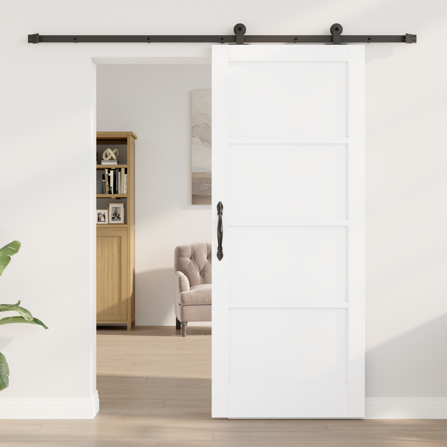 Sliding Door ORKDAL White 83 x 202 cm Solid Pine Wood