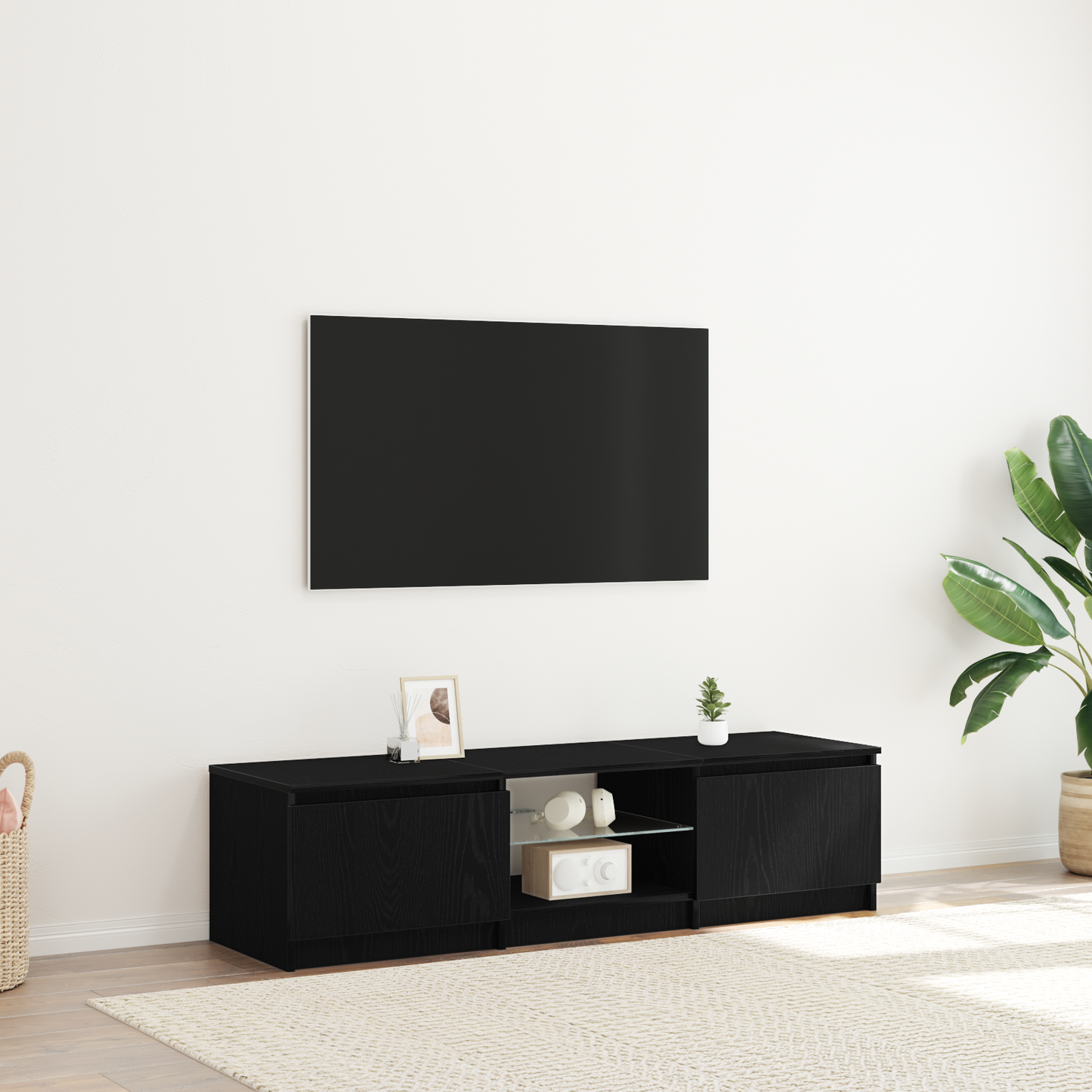 TV Cabinet Black Oak 140 x 38.5 x 36 cm Engineered Wood