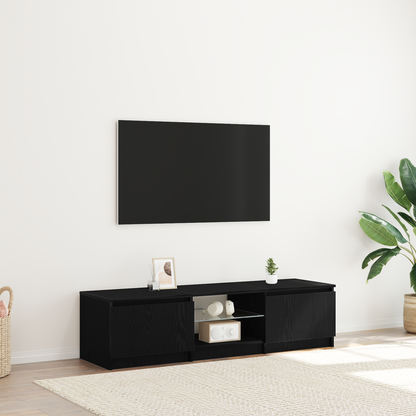 TV Cabinet Black Oak 140 x 38.5 x 36 cm Engineered Wood