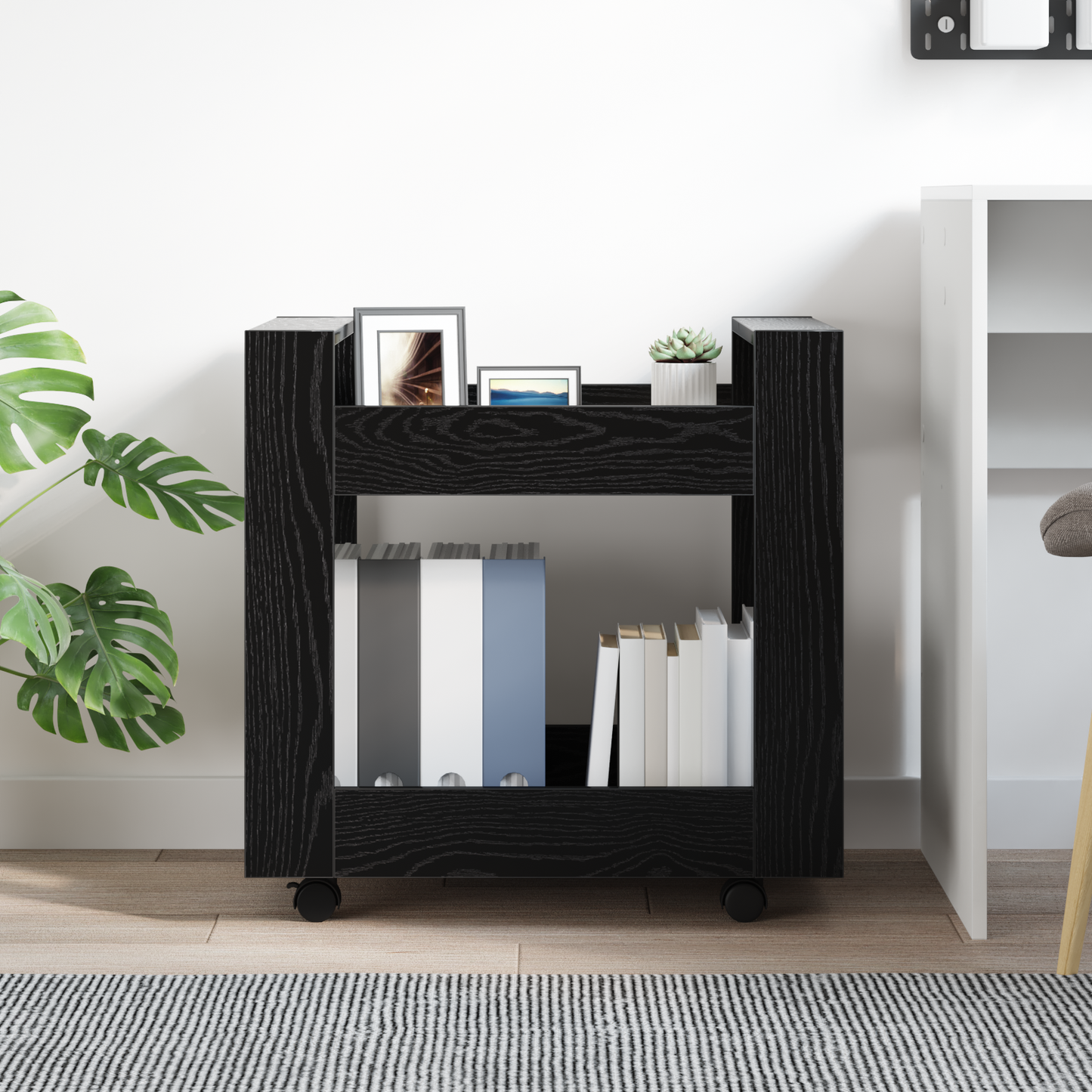 Desk Trolley Black Oak 60 x 45 x 60 cm Engineered Wood