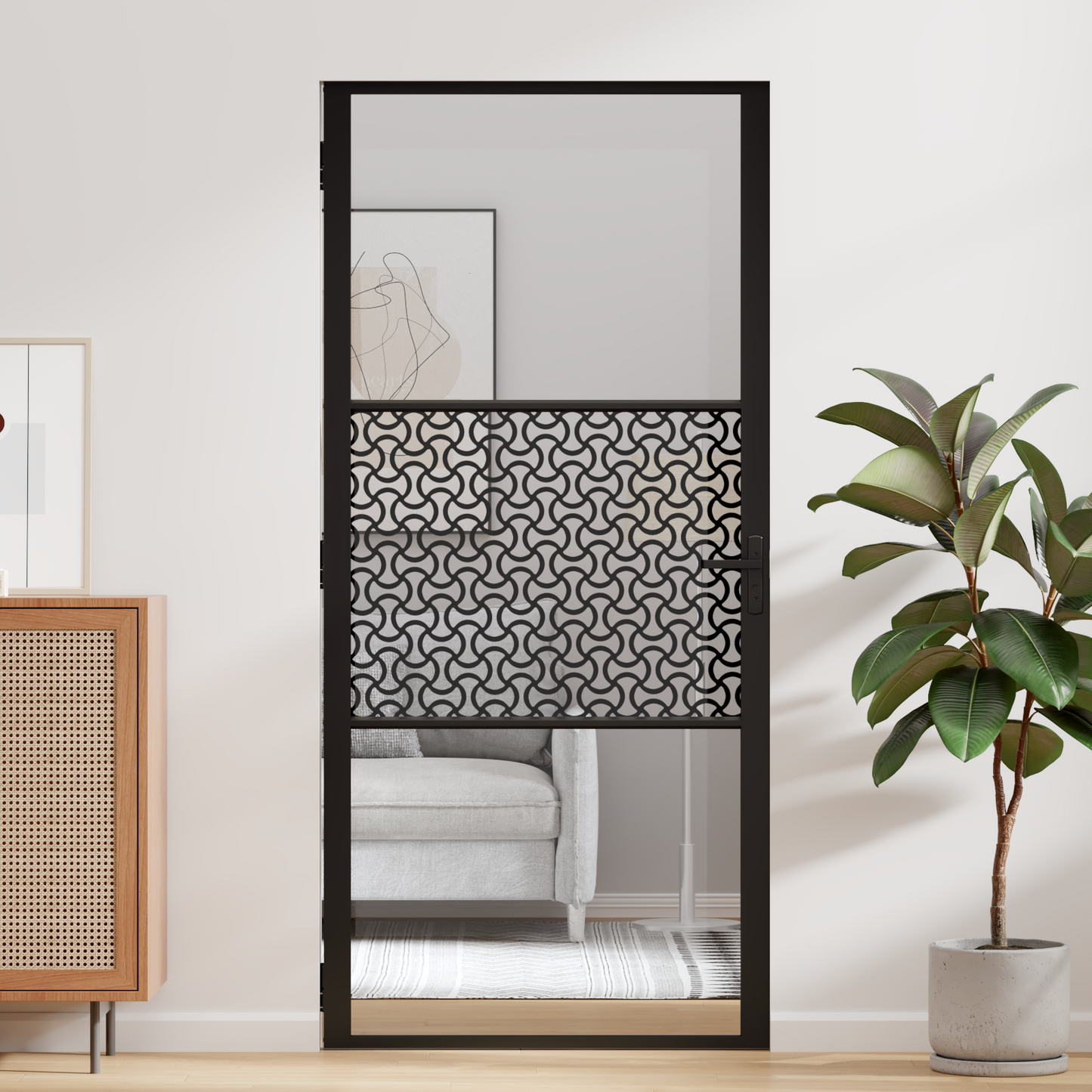 Glass Door Fretwork Black 93 x 3.5 x 201.5 cm Aluminium