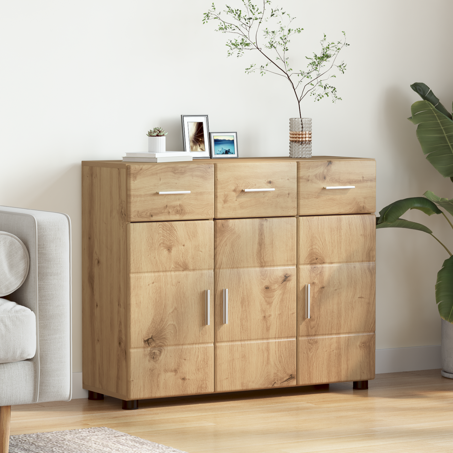 Sideboard FLORIN 88.5 x 30.5 x 73 cm Artisan Oak