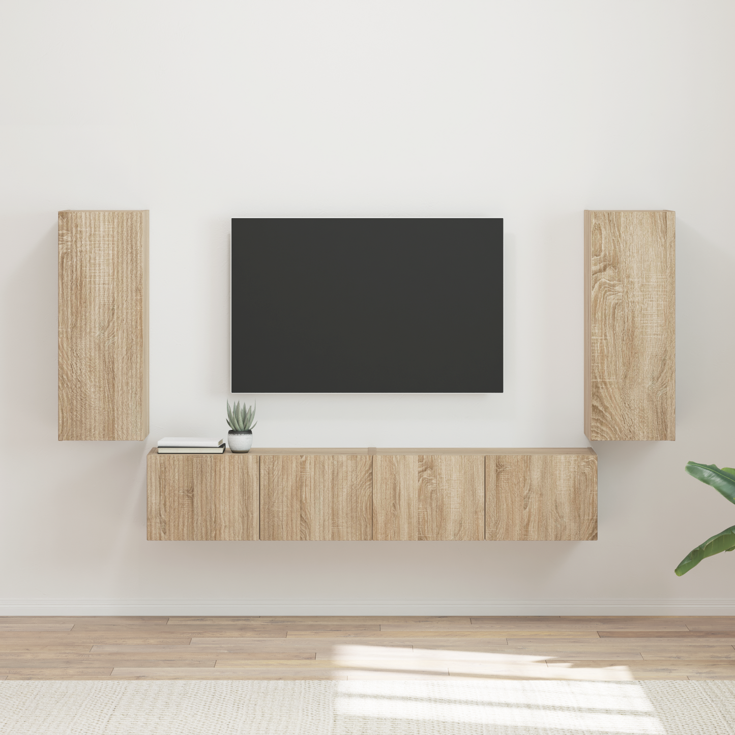 TV Wall Cabinet Set 4 pcs Sonoma Oak Engineered Wood