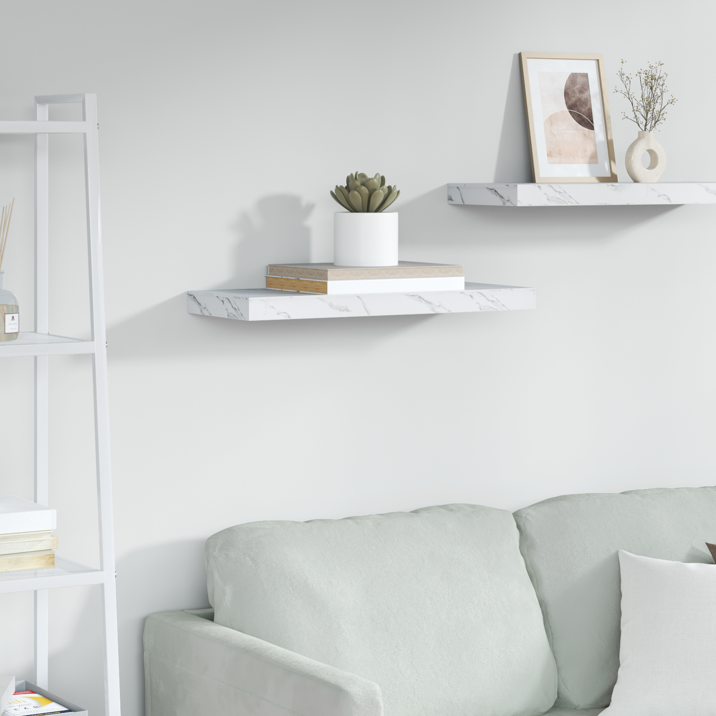 Wall Shelf White Marble 60 x 23 x 4 cm Engineered Wood