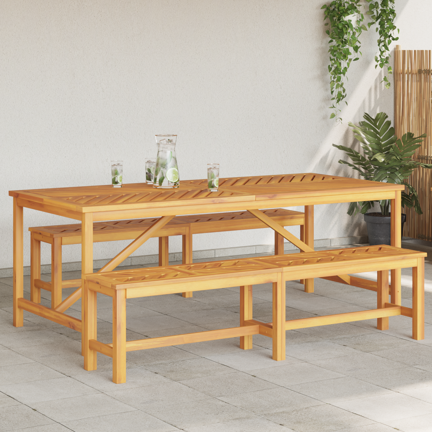 Garden Dining Set 3 pcs Brown Solid Acacia Wood